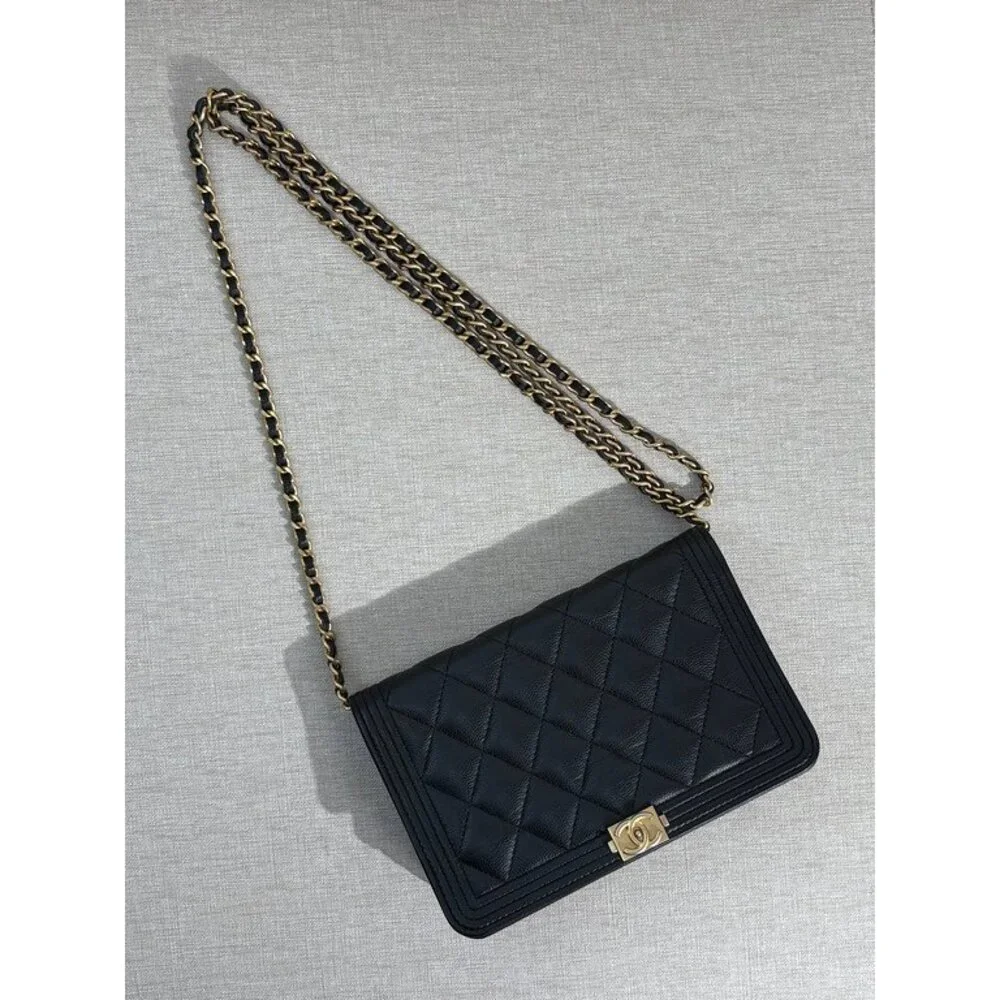 CHANEL Black Caviar Boy WOC GHW